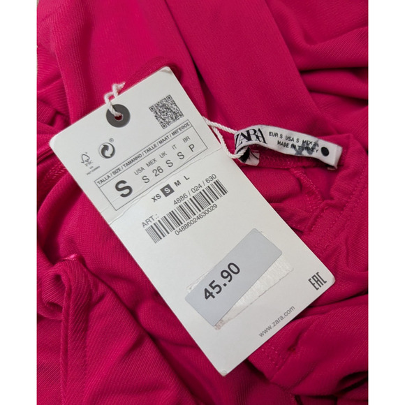 New Zara sz S Slip Dress pink midi sweetheart stretchy sleeveless tank 1093 - Picture 5 of 6